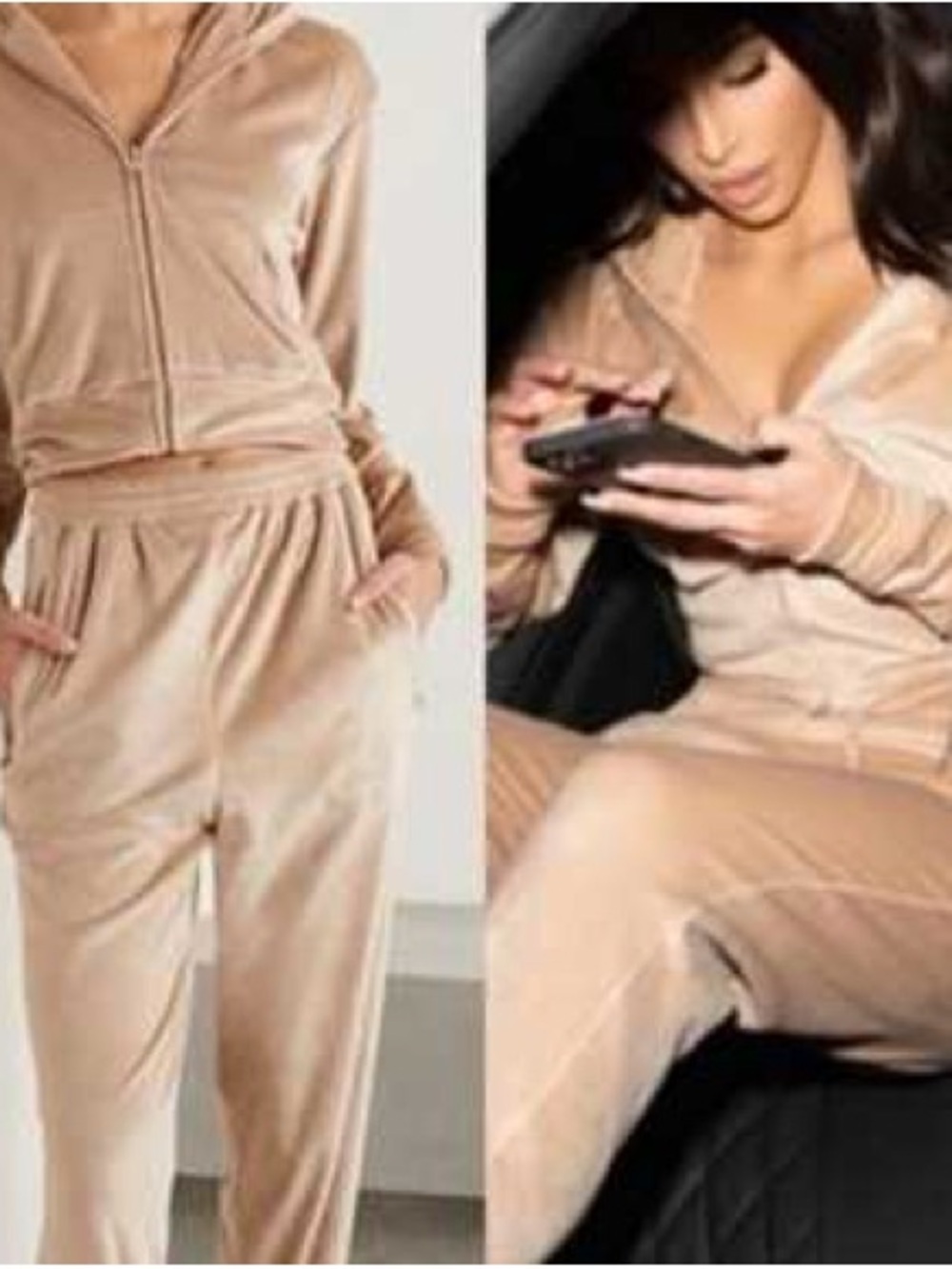 SKIMS Velour Track Pants - Beige Taupe